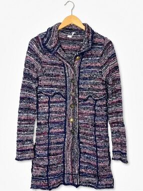 Free People Purple Tweed Cardigan Sweater Size Small